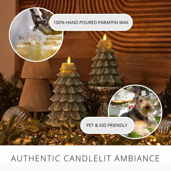 Luminara Flameless Glitter Christmas Tree LED Candle With Timer Iceberg Green - Picture 10 of 16